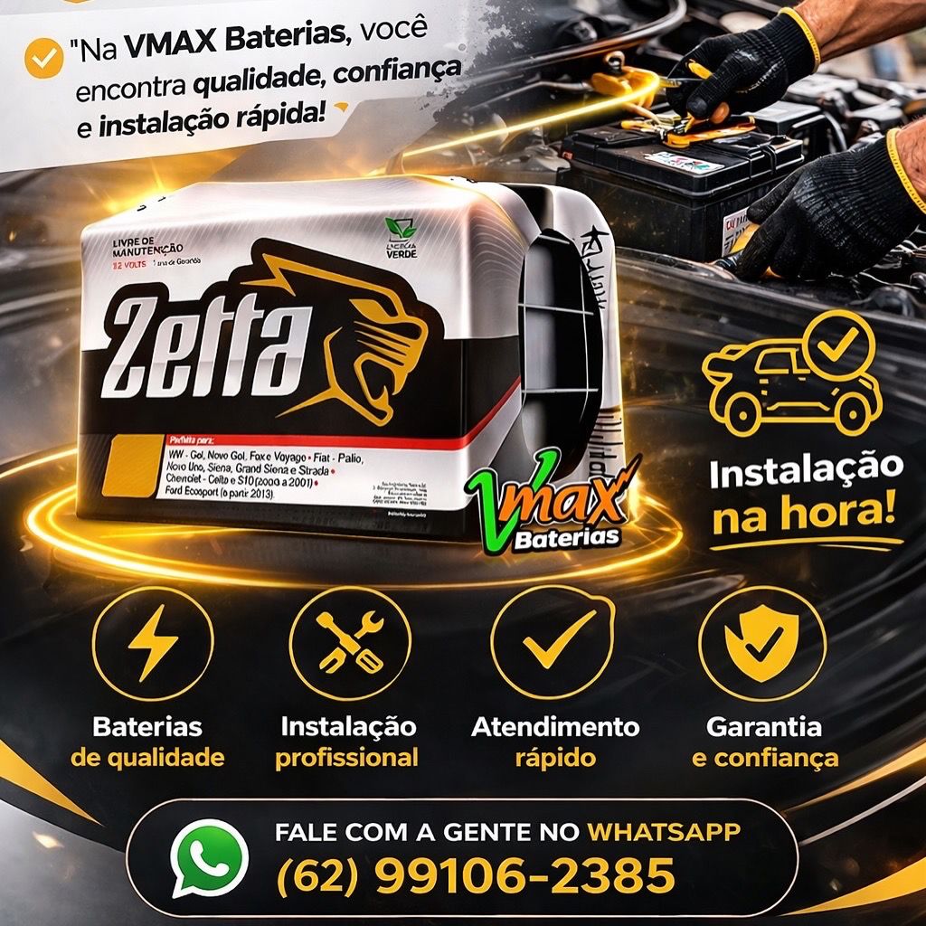 Instalação de bateria Zetta realizada pela VMax Baterias